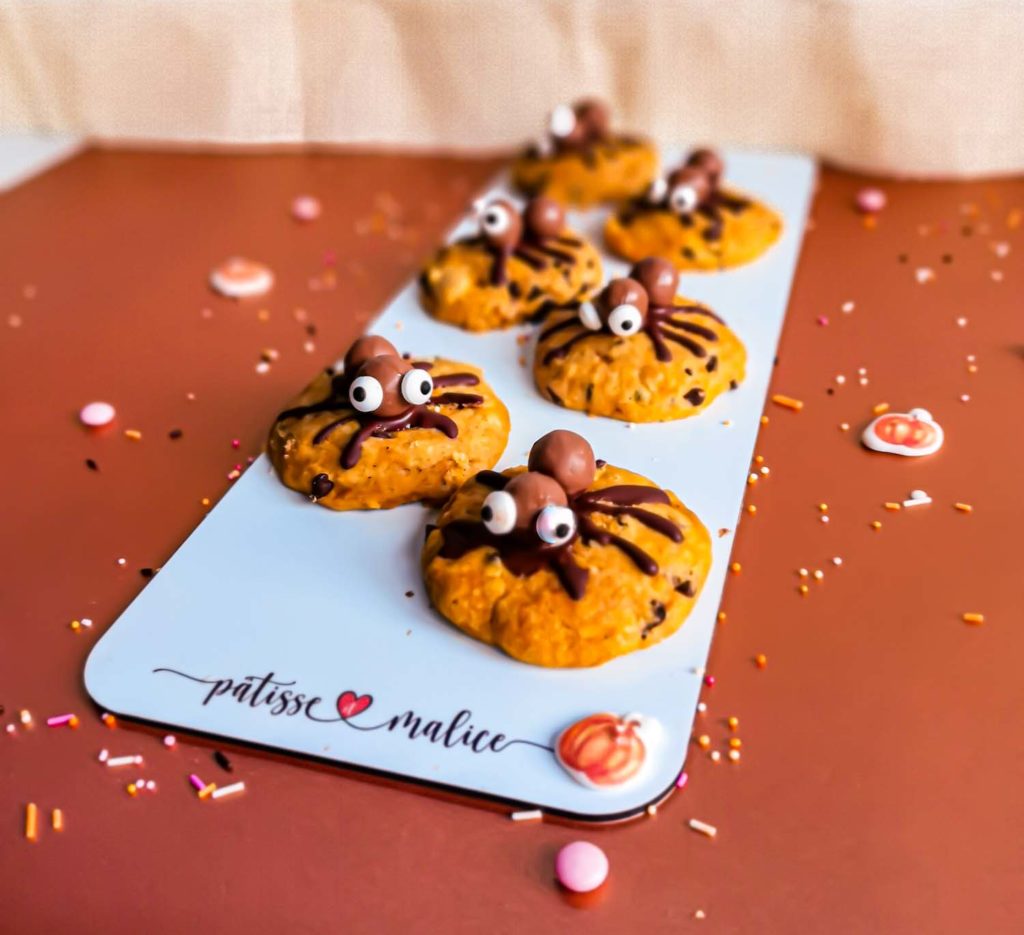 Cookies araignees potiron chocolat - patisse et malice